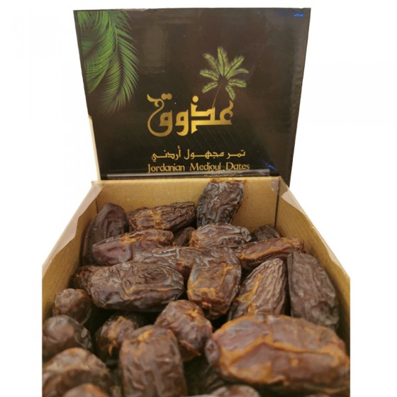 1kg Box mit Premium Medjool Datteln aus Jordanien – Vorderansicht 2