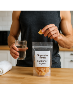 Gesunde Energie: Kandierter Ingwer mit sportlicher Kulisse, Fitness und Wohlbefinden