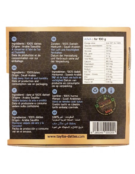 Ajwa-Datteln 500 g: Packung mit 10 Boxen